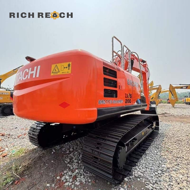 Undercarriage and track chains of a 2015 Hitachi ZX200-3 used excavator, $20,833